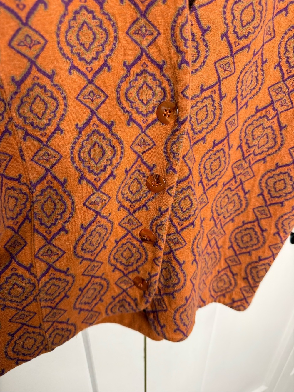 Jeanne Pierre Rust Patterned Open Cardigan Sweater - Picture 4 of 5